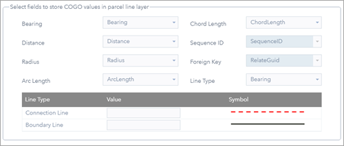 Select fields to store COGO values